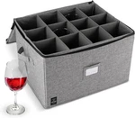 Wine Storage, Holds 12 Stemware Glasses, Stackable, 16 X 13 10, Grey. Fixed Price $31.70.