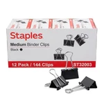 Staples Medium Binder 0.63 Capacity Black 144 Clips/pack (ST32003). Fixed Price $23.99.