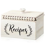 Kathfly Rustic White Recipe Box Wooden Beaded Holder And Organizer For.... Fixed Price $30.78.