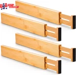 4 Pcs Bamboo Kitchen Drawer Dividers Large, Adjustable Organizers, Spring. Fixed Price $48.62.