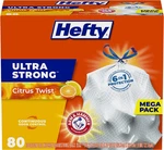 Hefty Ultra Strong Tall Kitchen Trash Bags, Citrus Twist Scent, 13 Gallon, 80 Co. Fixed Price $16.86.