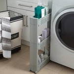 Simplify Tier Slim Slide Out Storage Cart In Grey Dimensions: 21"X 5"X 28.35". Fixed Price $54.82.