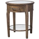 Uttermost Raelynn 1-DRAWER Wood Mirrored Top End Table In Weathered Pecan. Fixed Price $664.80.