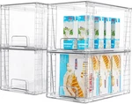 4PACK Large Kitchen Pantry Storage Drawers, Clear Organizer Bins With Handles. Fixed Price $54.59.