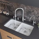 Alfi Brand AB512UM-W 32 Inch White Double Bowl Fireclay Undermount Kitchen Sink. Fixed Price $629.00.