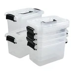 5.5 Quart Clear Small Plastic Storage Box, Latch Bin, 6 Packs. Fixed Price $37.10.