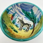 Vintage Made Italy Tea Cup Saucer Donkey Farm Cottage Scene Signed 06669 Pv. Fixed Price $22.00.