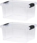Superio Clear Storage Bins With Lids, 2 Pack- Plastic Boxes 6.6 Quart. Fixed Price $24.99.