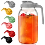 Asstarjtk Glass Mason Jar Pitcher - 64 OZ/2 Quart Wide Mouth Jug With Gray. Fixed Price $19.00.