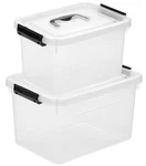 Jujiajia Clear Storage Latch Box/bin, 2-PACK Plastic 7QT/16QT,. Fixed Price $45.82.