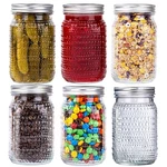 Wellife Mason Jars 32 Oz, 6 Pack Quart Wide Medium, Clear Diamonds. Fixed Price $39.77.
