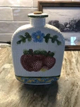 Jay Import Company Wine Bottle With Cork & Fruit Designs-made China. Fixed Price $10.00.