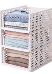 4-PACK Stackable Foldable Plastic Storage Basket Shelf Light Gray. Fixed Price $28.95.