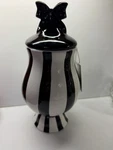 Petal & Pearl Black And White Striped Ceramic Jar Canister Bow Lid - Gothic. Fixed Price $45.00.