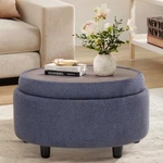 Colamy Fabric Round Storage Ottoman With Reversible Tray Lid Multi-function.... Fixed Price $113.10.