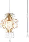 Elegant Mini Chandelier Plug Crystal Pendant Light,golden. Fixed Price $56.93.
