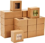 Cookie Boxes With Window - 50 Pack, 4 2.5 Brown Cardboard Pastry Cont. Fixed Price $28.95.