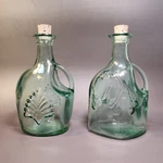 Vintage Green Glass Embossed Condiment Bottle/cruet Homestead Farmhouse Set Of 2. Fixed Price $17.99.