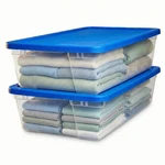 Homz Snaplock 41 Qt Stackable Plastic Storage Container W/ Lid, 2 Pack, Blue. Fixed Price $49.59.