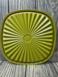 Vintage Tupperware Green Square Lid With Sunburst Design 841-3. Fixed Price $8.99.