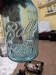 #4 Ball Perfect Mason Blue Quart Jar With Manufacturer Defect The Bottom. Fixed Price $400.00.