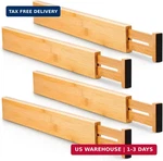 Utoplike 4 Pcs Bamboo Kitchen Drawer Dividers Large, Adjustable Organizer. Fixed Price $40.93.