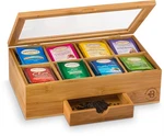 Bambusi Tea Bag Organizer - Bamboo Box Storage With Drawer & Acrylic Wind. Fixed Price $37.79.