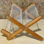 Folding Wood &white Rubber Coated Wire Kitchen Sink Counter Dish Drying Rack Vtg. Fixed Price $26.99.
