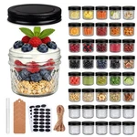 Oz Glass Jars With Lids (black), 40 Pack Small Clear Mason And Diamond.... Fixed Price $38.13.