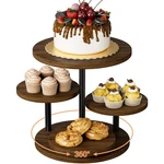 4 Tier Rotating Stand Holds 50 Dessert Display Tray Walnut. Fixed Price $55.00.