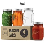 Paksh Novelty Regular Mouth Pint Mason Glass Jar Food Storage Containers 4 Pack. Fixed Price $21.99.