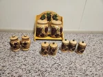 Casa Vero Grape Design - Hand Painted Ceramic Jars & Stand Containers By Ack. Fixed Price $41.90.