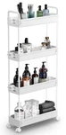 Solejazz Slim Storage Cart, 4 Tier Bathroom Organizer Mobile Shelving Unit,. Fixed Price $39.69.