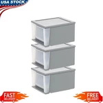 12" Stackable Drawer Storage Bins Office Supplies Organizer Pack 3 Home New. Fixed Price $44.16.