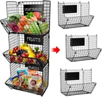 3-TIER Wire Hanging Basket For Organizing Fruits And Rectangular, Black. Fixed Price $40.17.