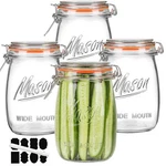 Glass Jars 32OZ 4 Pack Wide Mouth Airtight Lid Clear Canister Storage Anwoi. Fixed Price $51.99.