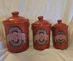 Thee Ohio State Buckeyes Kitchen Canisters Set Of 3. Oh-----io!. Fixed Price $15.00.