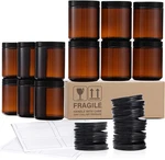 12 Pack, 8 Oz Thick Amber Round Glass Jars With Metal Lids & Plastic. Fixed Price $35.99.
