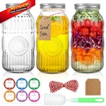 Hingwah Wide Mouth Mason Jars 64 Oz, 3 Pack Large Half Gallon Transparent. Fixed Price $34.94.