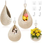 Hanging Fruit Baskets For Kitchen - 3 Pack Boho Wall White. Fixed Price $35.94.