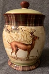 Certified International Rustic Nature By Susan Winget Biscuit Jar W/lid Deer. Fixed Price $18.99.