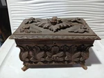 Victorian Tea Caddy Chest Sewing Dresser Box Hand-carved Solid Wood. Fixed Price $130.00.