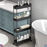 Slim 4-TIER Rolling Storage Cart, Mobile Organizer For Bathroom, Kitchen, Office. Fixed Price $58.00.