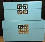 Galt International Jewelry Boxes Blue Turquoise Set Of Two Storage Decor. Fixed Price $49.99.
