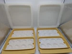 2-VTG Tupperware Yellow Deviled Egg Keeper Carrier Tray Containers 723-3 W/lid. Fixed Price $12.60.