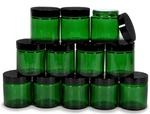 Vivaplex, 12, Green, 4 Oz, Round Glass Jars, With Inner Liners And Black Lids. Fixed Price $35.91.