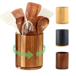 Wooden Utensil Holder 360 Rotating 7.3'' Large For Kitchen Count. Fixed Price $26.05.