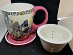 Garden Botanicals Lang Tea Mug Set Floral Strainer Lid Gift Box 14OZ. Fixed Price $22.00.