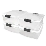 Homz 15.5QT Plastic Stackable Home Container W/lid, Gray Latch 4 Pack (open Box). Fixed Price $37.51.
