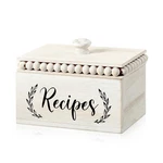 Kathfly Rustic White Recipe Box Wooden Beaded Holder And Org... Fast Ship. Fixed Price $31.53.